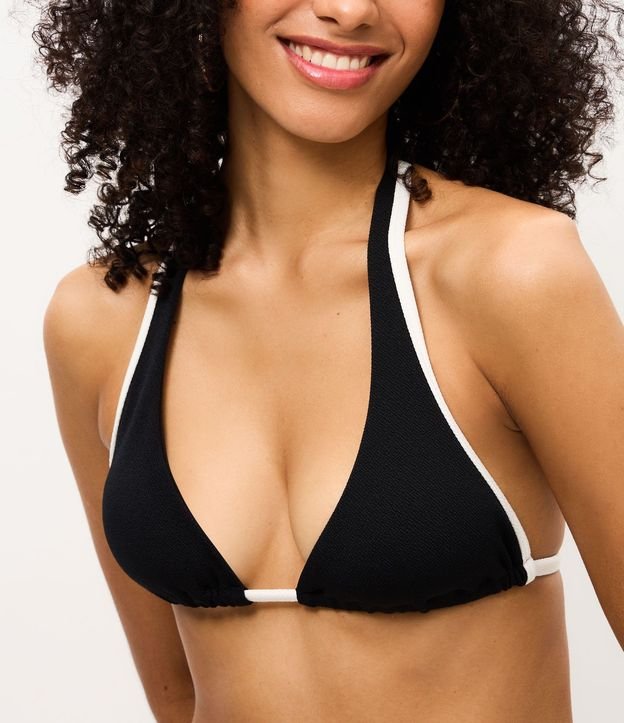 Bikini Top Triangular Fruncido Alargado con Bies Contrastante 4
