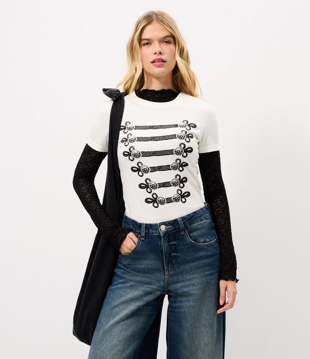 Remera de Algodón Estampada Estilo Napoleónico