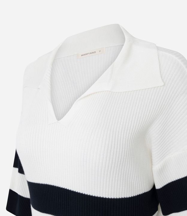 Blusa en Punto con Cuello Polo y Estampa Rayada 7