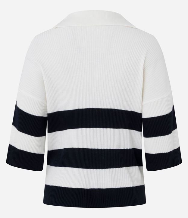Blusa en Punto con Cuello Polo y Estampa Rayada 8