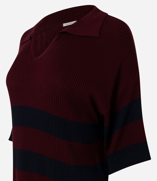 Blusa en Punto con Cuello Polo y Estampa Rayada 5