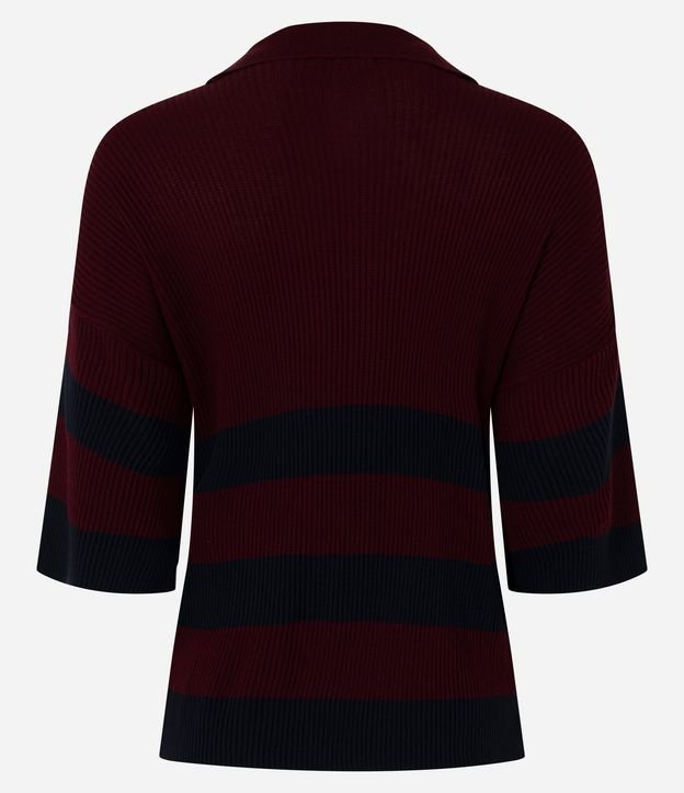 Blusa en Punto con Cuello Polo y Estampa Rayada 6