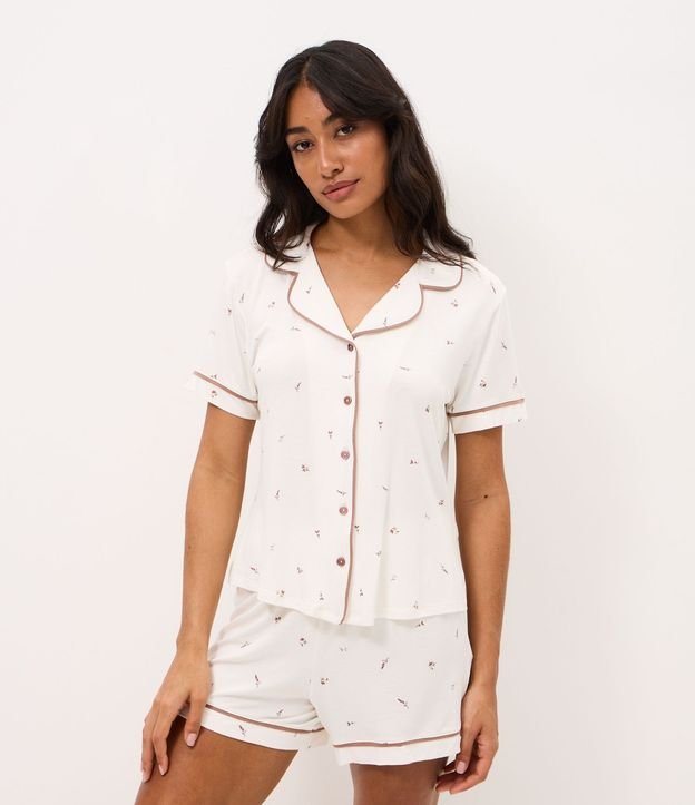 Pijama Corto Americano en Viscolycra con Estampado Floral 2