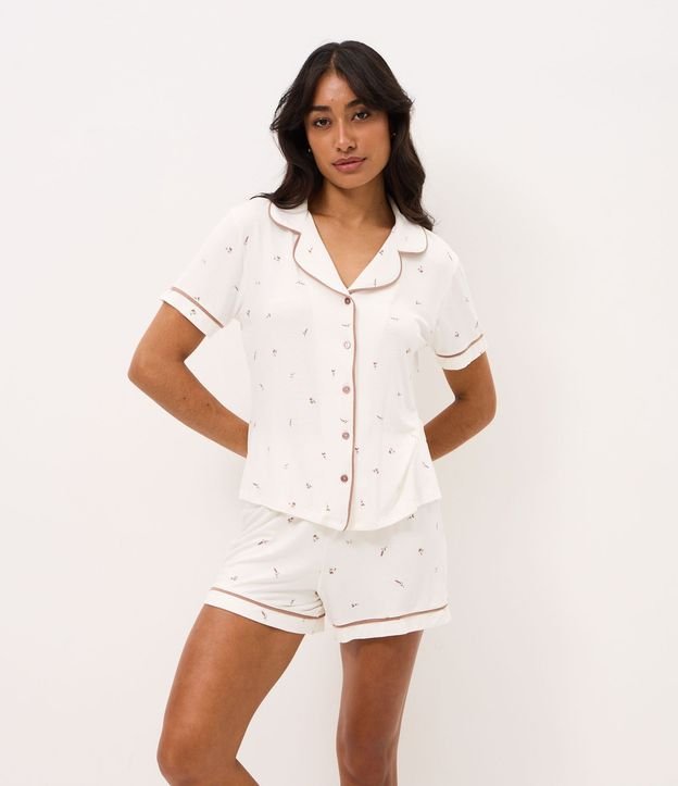 Pijama Corto Americano en Viscolycra con Estampado Floral 3