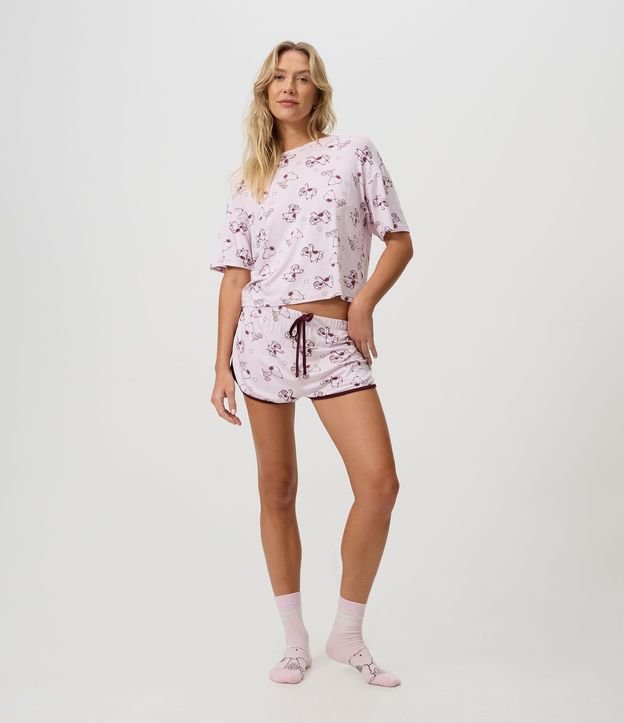 Short de Pijama en Viscolycra con Estampa de Snoopy
