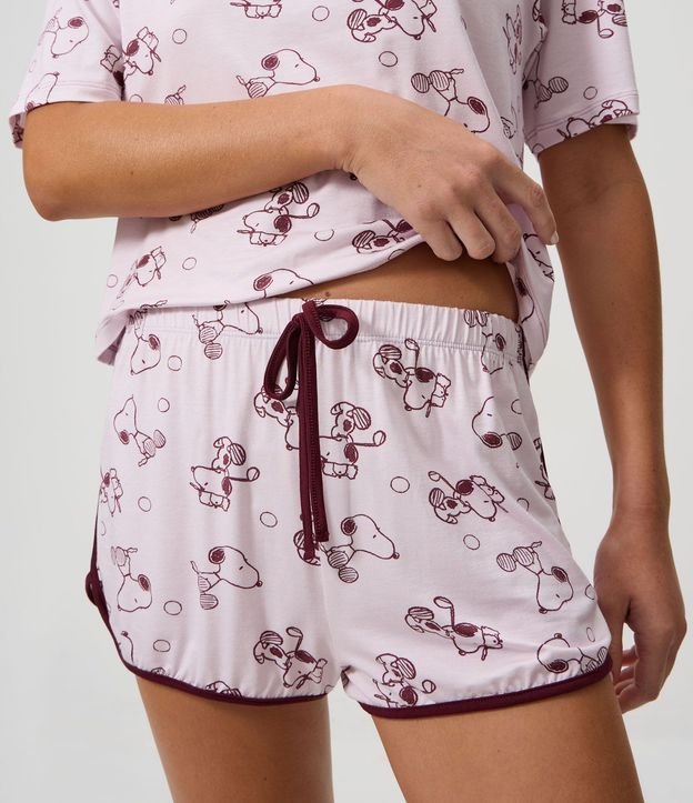 Short de Pijama en Viscolycra con Estampa de Snoopy 2