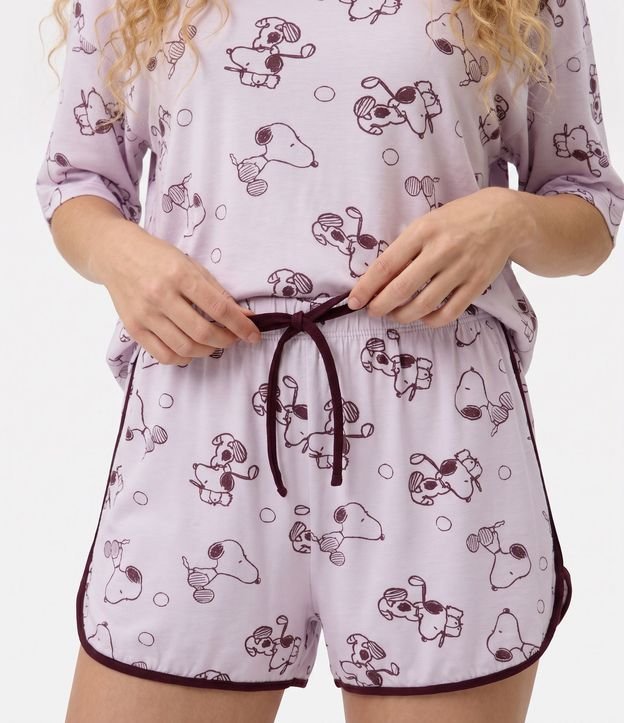 Short de Pijama en Viscolycra con Estampa de Snoopy 2