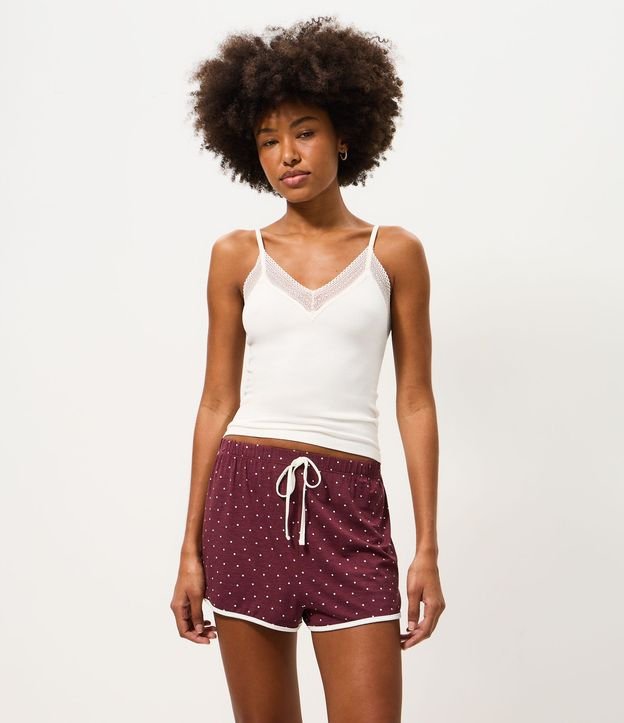 Short de Pijama en Viscolycra con Estampado de Lunares