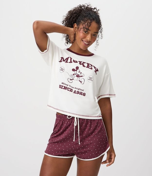 Blusa de Pijama en Viscolycra con Estampado Vintage Mickey Mouse 3