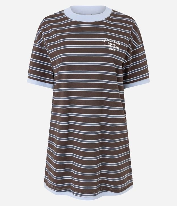 Camisón Corta en Algodón con Estampa Rayada 4