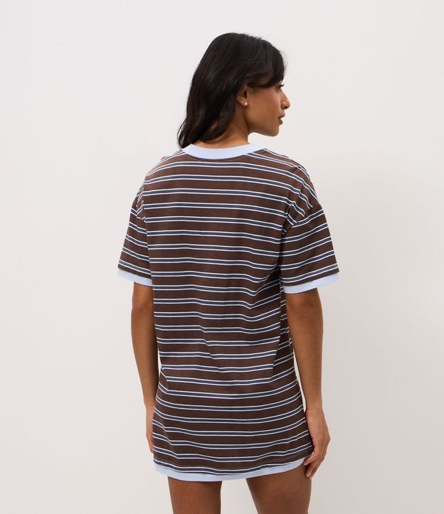 Camisón Corta en Algodón con Estampa Rayada 3