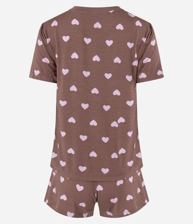 Pijama Corta con Estampa de Corazones y Pequeño Bolsillo 6