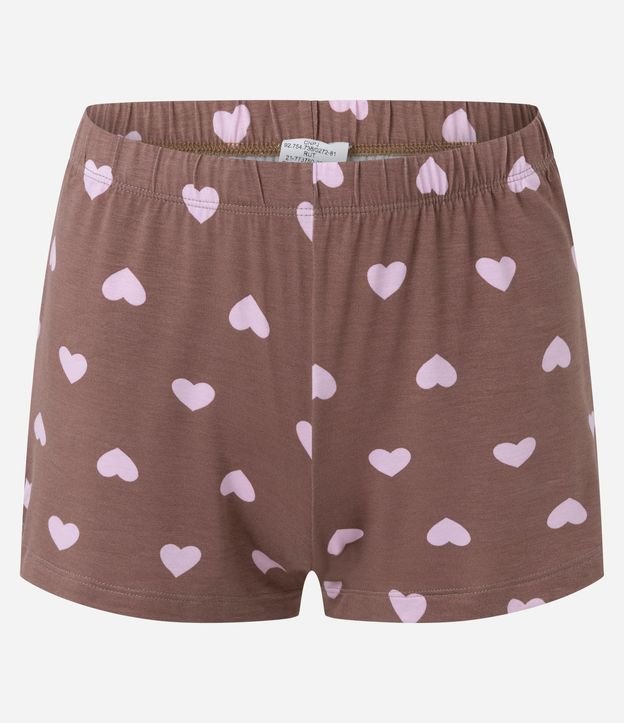 Pijama Corta con Estampa de Corazones y Pequeño Bolsillo 7