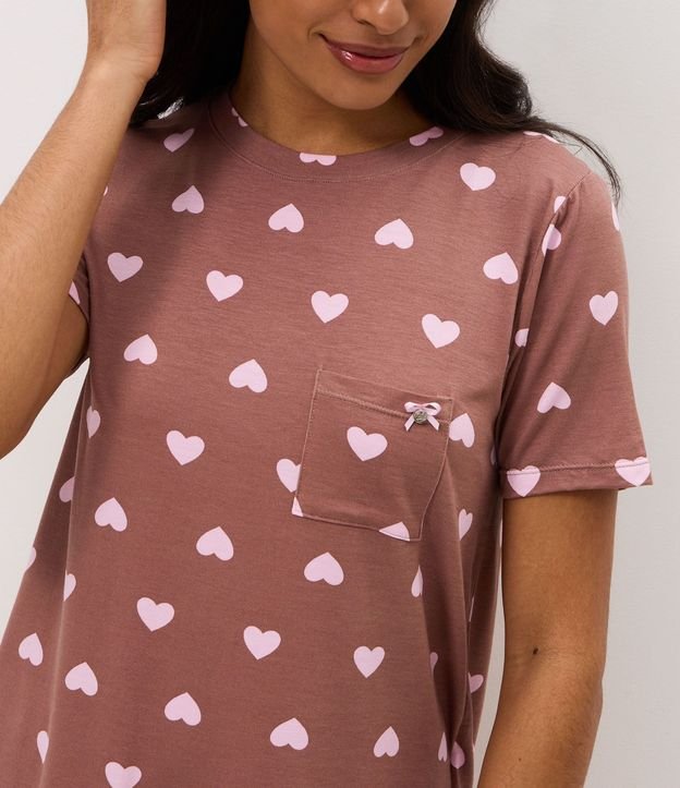 Pijama Corta con Estampa de Corazones y Pequeño Bolsillo 2