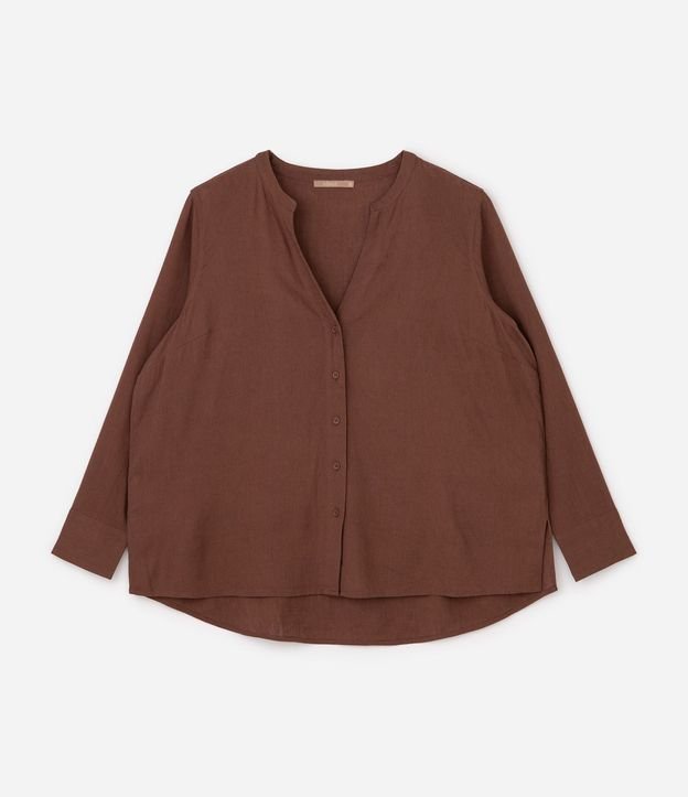 Camisa en Viscosa y Lino con Cuello Padre Curve & Plus Size 5