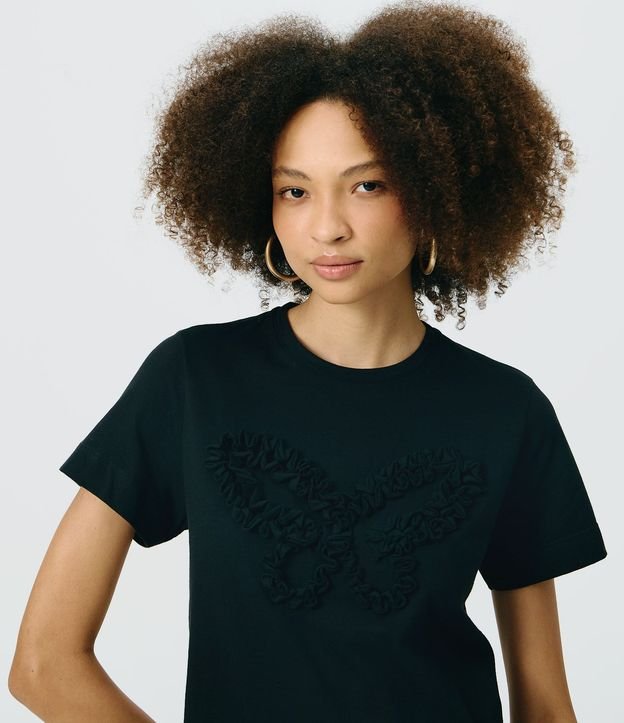 Remera Regular en Algodón con Mariposa Bordada 3