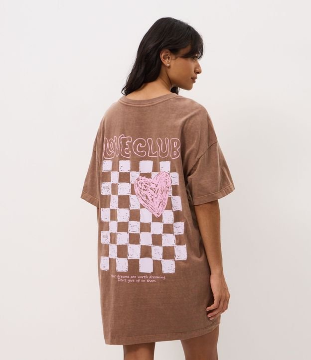 Camisón Corto Desteñido con Estampado de Corazón y Lettering 3