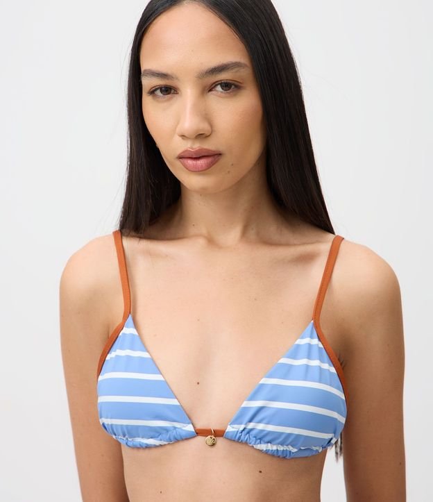 Bikini Top Triangular Fruncido en Microfibra Listrado 1