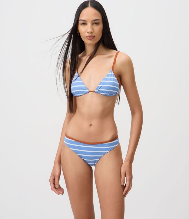 Bikini Top Triangular Fruncido en Microfibra Listrado 2
