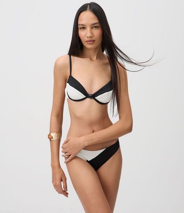 Bikini Top Media Taza con Estampado Color Block 2