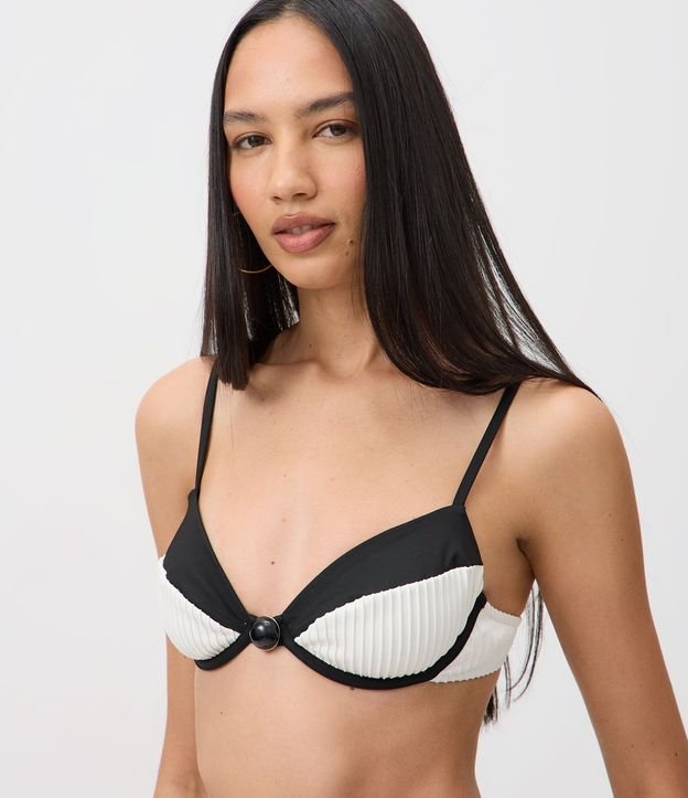 Bikini Top Media Taza con Estampado Color Block 3