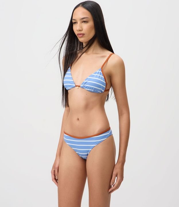 Bikini Bombacha Básica con Estampado Rayada y Bies Contrastante 1