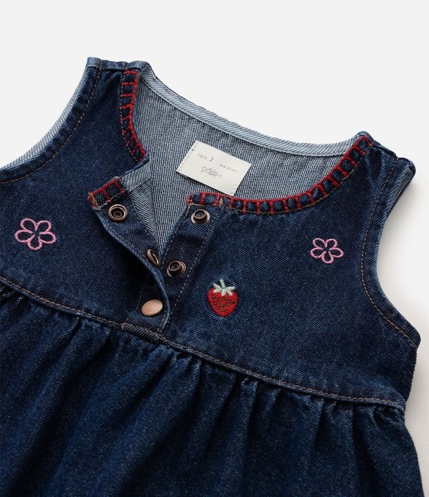 Vestido Jeans Infantil con Bordado y Botones - Talle 1 a 6 años 5