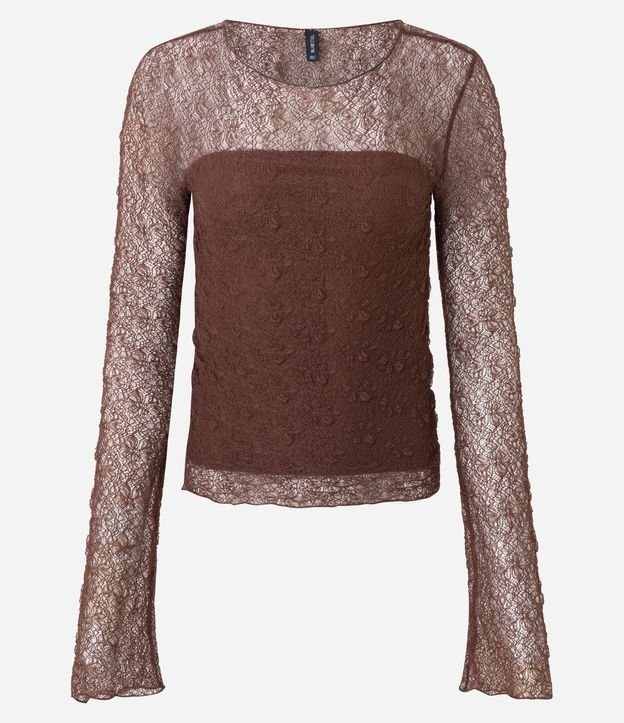 Blusa Manga larga Texturizada con Manga Evasê y Transparencia 5