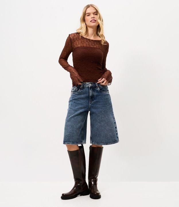 Blusa Manga larga Texturizada con Manga Evasê y Transparencia 2