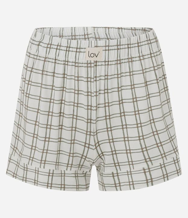 Pijama Corto Camisa y Short en Viscolycra Estampado de Cuadros 6