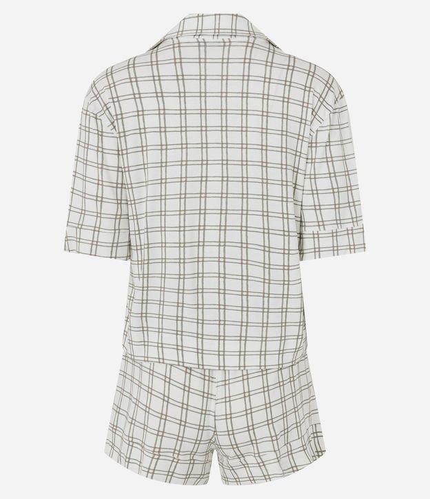Pijama Corto Camisa y Short en Viscolycra Estampado de Cuadros 7