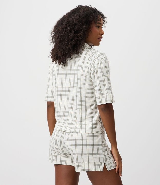 Pijama Corto Camisa y Short en Viscolycra Estampado de Cuadros 4