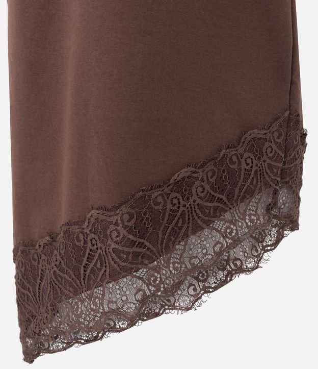 Vestido Corto en Algodón con Bajo de Encaje Asimétrico 6