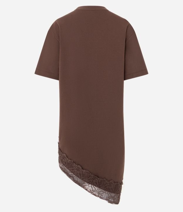 Vestido Corto en Algodón con Bajo de Encaje Asimétrico 7