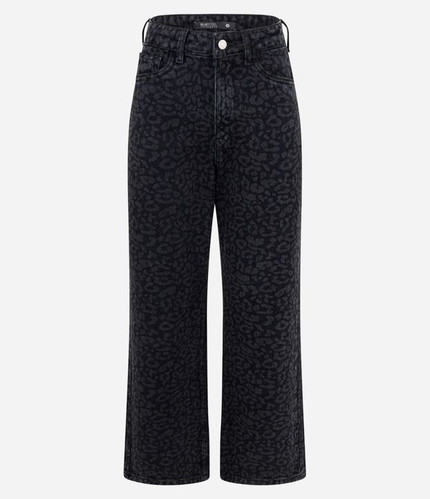 Pantalón Recto Cropped en Jeans con Cintura Alta y Estampa Animal Print 6