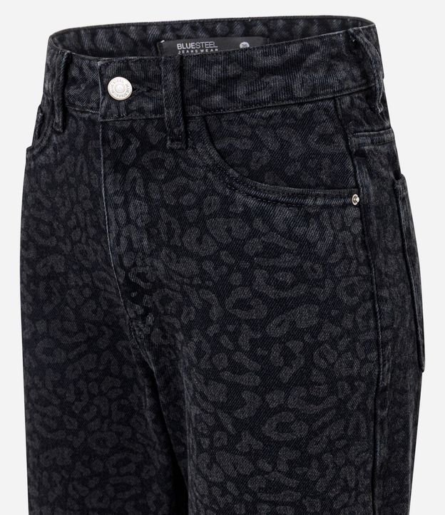 Pantalón Recto Cropped en Jeans con Cintura Alta y Estampa Animal Print 7