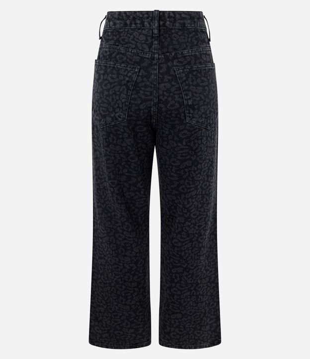 Pantalón Recto Cropped en Jeans con Cintura Alta y Estampa Animal Print 8