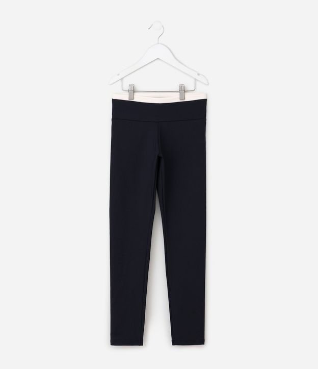 Pantalón Legging en Poliamida con Cintura Contrastante Infantil - Talle 5 a 16 años 2