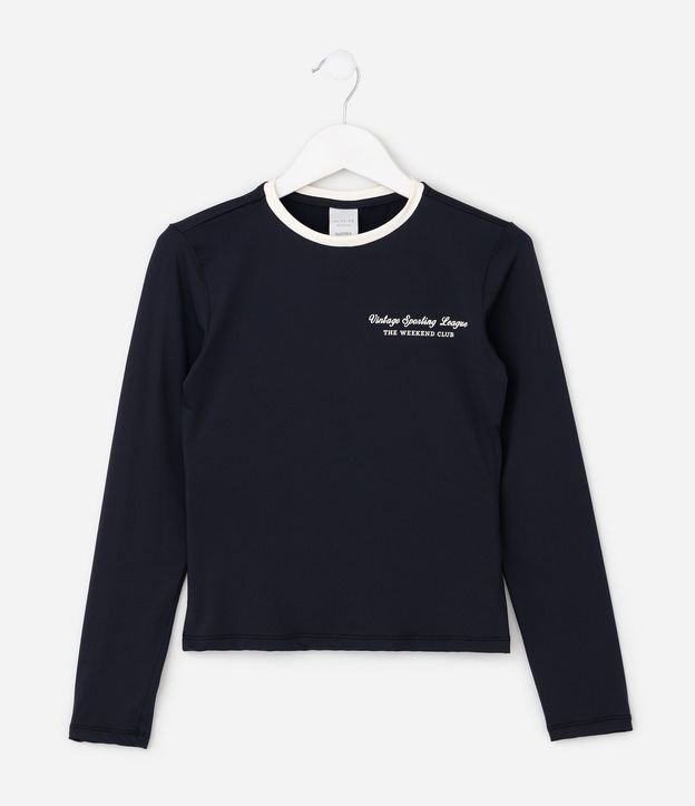 Remera Slim en Poliamida con Lettering y Cuello Contrastante - Talle 5 a 16 años 2