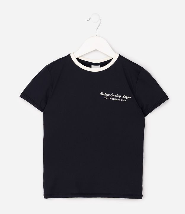 Remera Slim en Poliamida con Lettering y Cuello Contrastante - Talle 5 a 16 años 2
