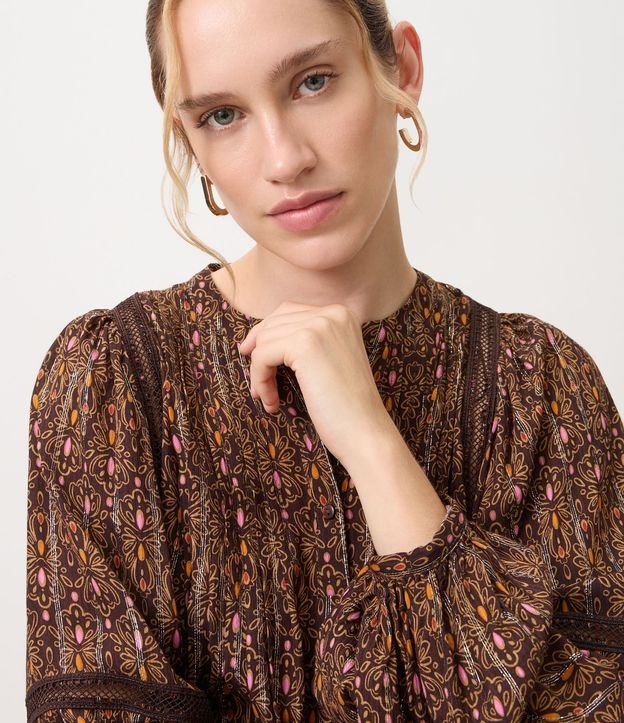 Blusa en Viscosa con Estampado Paisley y Mangas Abullonadas 3
