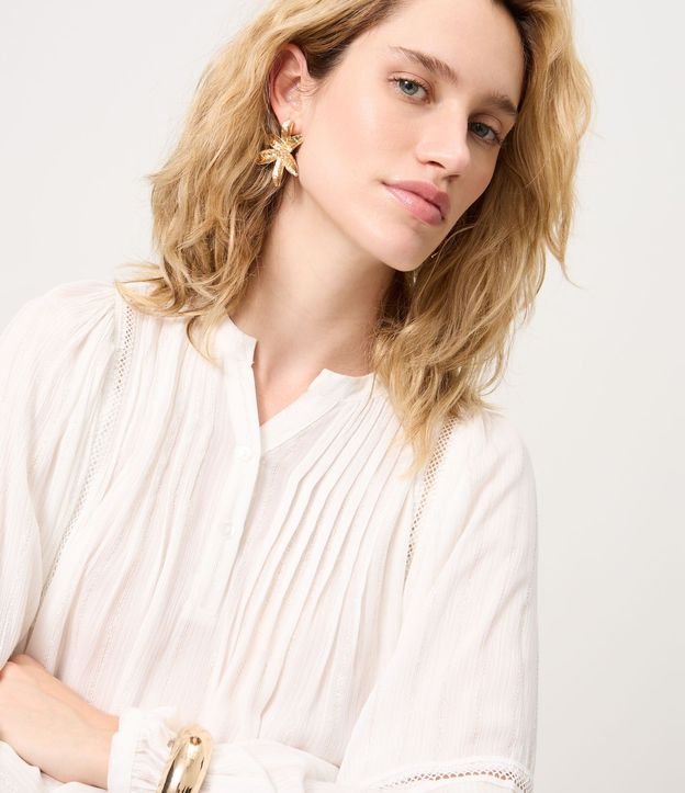 Blusa en Viscosa con Entremedios y Mangas Abullonadas 3