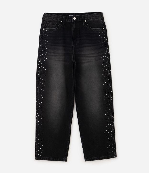 Pantalón de Jean Super Baggy con Tachuelas Laterales 1