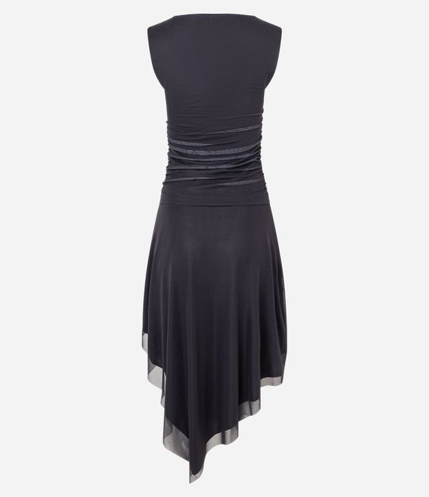 Vestido Midi en Tule con Estampa Abstracta y Bajo Asimétrico 6