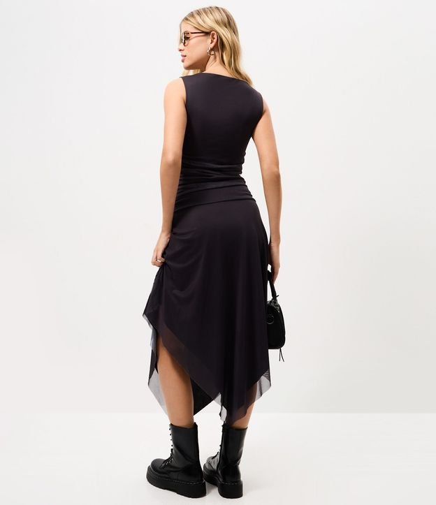 Vestido Midi en Tule con Estampa Abstracta y Bajo Asimétrico 4