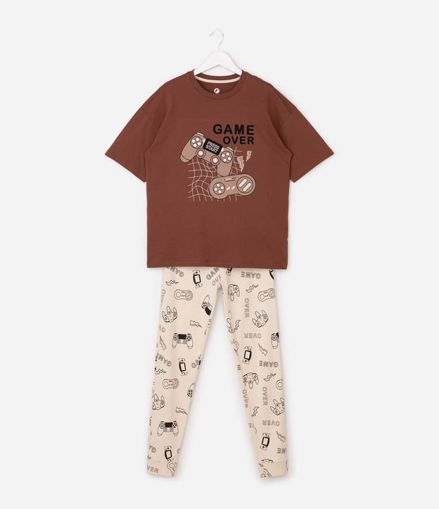 Pijama Infantil en Algodón con Estampado Gamer y Pantalón Estampada - Talle 7 a 16 años 2