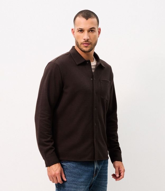 Camisa con Hilo Melange y Bolsillo
