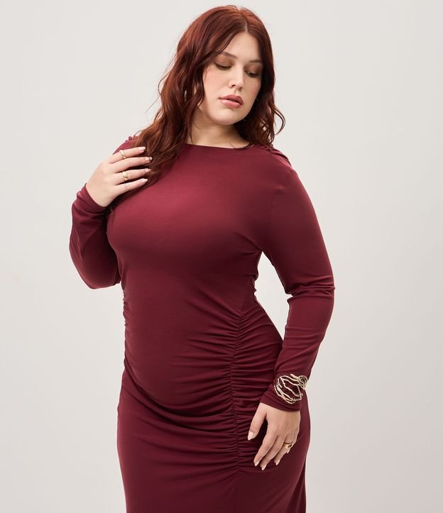 Vestido Midi en Poliamida con Fruncido Lateral y Escote Degagê Curve & Plus Size 2