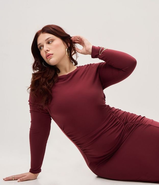 Vestido Midi en Poliamida con Fruncido Lateral y Escote Degagê Curve & Plus Size 3
