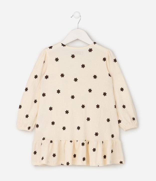 Vestido Infantil en Malla Texturizada con Estampa Floral y Volados - Talle 1 a 6 años 3